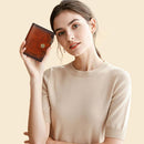 Wallet Women,RFID Blocking Leather Womens Wallet Bifold Compact Card Holder Small Wallet for Women with Removable ID Window Brown — 2