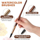 Watercolor Brushes Professional, Fuumuui 10Pcs Synthetic Squirrel Hair Water Color Paint Brush Set for Artists - Flat, Round Pointed, Dagger, Cats Tongue Oval Wash for Watercolor Gouache Inks Painting | Brown — 4
