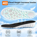 Height Increase Insoles for Men Women, 4D Cloud-Like Memory Foam Shock Absorption Anti-Fatigue Steppers Insoles, Comfortable & Breathable Massage Shoe Inserts for Standing All Day - Black - 1.4IN / US Women 6.5-9 — 2