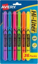 Avery Hi-Liter Pen Style Highlighters, Assorted, 216 Highlighters | 1 Count (Pack of 36) | 36 highlighters — 1