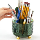 GOTOBA Dark Green Pen Pencil Holder for Desk, 360° Rotating Pen Organizer, Green Office Supplies, Cute Pen Holder, 6-Compartment Pencil Holder Rotating — 1