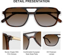 Retro Aviator Sunglasses for Women Men:Polarized Trendy Rectangle Womens Mens Shades Sun Glasses | Leopard Brown+black Gray Fade — 4