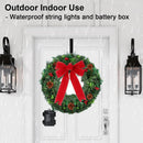 24" Prelit Christmas Door Wreath with Timer - 50 LED - Waterproof Battery Operated Artificial Wreath with Pinecone Berries and Bowknot for Christmas Decorations Including Wreath Hanger — 6