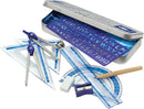 STAEDTLER 10-Piece Math Set with Metal Compass, 6" Ruler & Triangle Squares, 45° & 30/60° Set Squares, Alphabet Stencil - Measuring Tools | 1 Pack — 4
