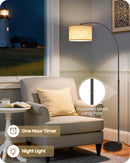 75" Tall Dimmable Arc Floor Lamp with Marble Base, Adjustable Height, Beige — 8