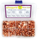 90 Sets Rose Gold Chicago Screws Leather Assorted Kit ，6 Sizes of Screw Rivets for Leather Rivet for DIY Leather Craft and Bookbinding (M5 X 4, 5, 6, 8, 10, 12) | M5*4.5.6.8.10.12mm — 6