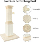 Cat Scratching Post for Indoor Cats, 32Inch Sisal Cat Scratcher, Beige — 2
