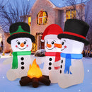 GOOSH 6 FT Long Christmas Inflatables Snowman Outdoor Decorations Blow Up Three Sitting Snowmans with Campfire with Built-in LEDs for Holiday Party Xmas Yard Garden Lawn Decor — 3