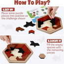 Yunsailing 3 Pack Wooden Hexagon Tangram Brain Teaser Puzzles, Vintage — 5