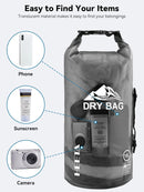 HEETA Dry Bag Waterproof Backpack with Phone Case 20L | Black — 7