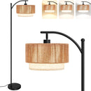SUNMORY Arc Floor Lamps for Living Room, Rattan Standing lamp with 12W Bulb — 1