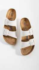 Birkenstock Women's Sandales Arizona Sfb Cuir Suede Earth Red – Antique White — 5