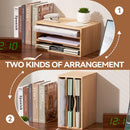 KIRIGEN Wooden Desk Organizer 3-Tier Letter Tray and Paper Sorter, Natural — 4