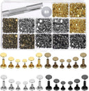 Selizo 480 Sets Small Double Cap Leather Rivets 4 Colors 3 Sizes (Cap Diameter: 6mm/8mm/8mm) Tubular Metal Studs with 3 Pieces Setting Tool Kit for Leather Craft Repairs Decoration — 1