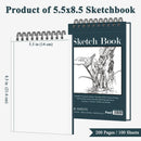 Fuxi Small Sketch Book, Spiral-Bound Sketchbook 5.5 x 8.5 2-Pack 200 Sheets | Aegean Blue | 5.5" x 8.5" (Pack of 2) — 2