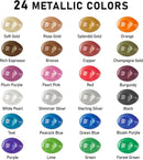 ABEIER Metallic Acrylic Paint Set 24 Colors 2oz Rich Pigments Non-Toxic | Metallic Colors — 2