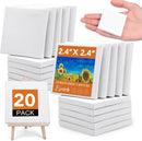 ESRICH Mini Stretched Canvas 20Pack 2.4x2.4inch, 2/5''Profile Art Primed Canvases for Painting, Cotton Small Professional Stretched Canvas for Kids and Art Supplies. | 20 Packs Stretched Canvas - 2.4*2.4in — 1