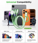 Travel Essentials for Apple Watch Charger,iPhone Charger,3 in 2 Type C/Lightning/Magnetic Travel Charging Cable,Portable Multi Charging Cable for Apple Watch, iPhone 18‑11,Samsung S26,Car–4ft 2