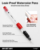 JusArt Water Brush Pens 12-Pack Leak-Proof Refillable Watercolor Pens | 12 Pcs Red — 3