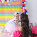 Pastel Rainbow Foil Fringe Curtain Streamers Party Backdrop Foil Fringe Backdrop Curtains Tinsel Streamers for Birthday Party Decorations | 10 Pack — 7