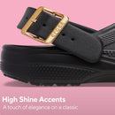Crocs Unisex Adult Classic Metallic Buckle Clogs – Metallic Black — 2