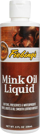 Fiebing's Liquid Mink Oil for Leather Boots (8 fl oz) - Leather Cleaner & Conditioner - Waterproof, Preserve, Soften All Smooth Leathercraft & Vinyl - Prevents Salt Stains - Use On Couch, Shoe, Purse — 1