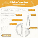 7Pcs Geometry Set-Clear Plastic Rulers,Triangle Ruler,Protractor,Compass — 2
