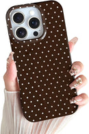 Yeddabox for iPhone 16 Pro Max Case Cute Polka Dot Phone Case Soft TPU Slim Shockproof Phone Cover for Women Girls, Brown — 1
