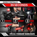 Bike Lights for Night Riding, USB Rechargeable Front and Back Lights, LED Bicycle Headlight and Tail Light Set, Water Resistant Bike Lights Rechargeable for Mountain Bikes, Kids Bike Light, MTB Light | Front & Back | Black & Red — 6