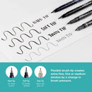 Tombow 62039 Fudenosuke Brush Pens, 3-Pack. Soft, Hard, and Twin Tip Markers for Calligraphy and Art Drawings | 3 Count (Pack of 1) | Black — 4