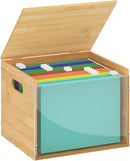 Sbanmao Acrylic File Organizer with Lid, Bamboo File Box with Handle, Hanging File Folder Organizer, Portable Filing Organizer File Crate Storage Box for Home Office Classroom, Letter Size — 1