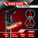 Bike Lights for Night Riding, USB Rechargeable Front and Back Lights, LED Bicycle Headlight and Tail Light Set, Water Resistant Bike Lights Rechargeable for Mountain Bikes, Kids Bike Light, MTB Light | Front & Back | Black & Red — 4