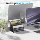 Marbrasse Mail Organizer for Desk, 3-Slot Mesh Metal Mail Holder countertop, Letter Holder, Office Desktop Envelope and Document Storage Rack (Black) — 4