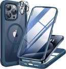 miracase Magnetic for iPhone 15 Pro Case [Compatible with MagSafe] Full-Body Phone case with Built-in Glass Screen Protector& Camera Protector, Military Drop Proof 15 Pro Cover 6.1 inch, Storm Blue — 1