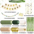 Sage Green Birthday Decorations Olive Green Happy Birthday Party Decorations Nude Retro Gold Balloon Banner Paper Pom Poms Greenery Neutral Rustic Décor Supplies Baby Girls Women — 2