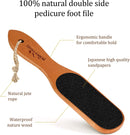 Pumice Stone Foot File - Wooden Pedicure Feet Scrubber with Handle for Callus, Dry, and Dead Skin Removal - Heel Scraper for Feet, Hands, and Body - Foot Filer for Use in Shower - Brown — 2