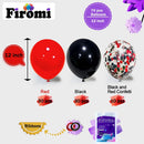 Firomi Red and Black Latex Balloons 12 Inch 70 pack Set (with 2 Ribbons) | D03-black Red | 12 inches — 2