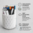 Lebenrich Rotating Pen Holder for Desk, Cute White Pencil Holder, Pen Cup — 3