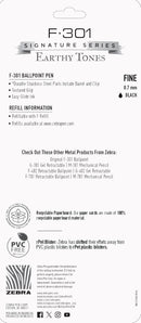 Zebra Pen F-301 Earthy Tone Barrels Ballpoint Pen, Black, 0.7mm, 4-Pack | Black Ink A — 6