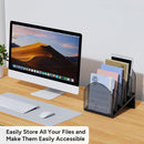 5-Section Desk File Organizer Metal Mesh Folder Organizer, Black — 5