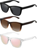 MEETSUN Polarized Sunglasses for Women Men Trendy Retro Square Shades | Black Lens + Brown Gradient Lens + Pink Mirrored | 54 Millimeters — 1