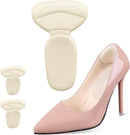 COMFWALK Soft Sponge Heel Protectors - Heel Grips for Comfort in High Heels – T-Shape Design – Anti Slip – Prevents Blisters - Makes Shoes Fit Better - 2 Pairs (Beige) — 1