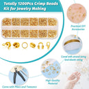 Acejoz 1200 Pcs Gold Crimp Beads Kit, Jewelry Making Supplies Include Crimp Covers, Crimp Tubes, Wire Guardians,… — 3