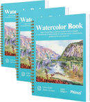 Phinus 30 Sheets Watercolor Sketchbook 5.5 x 8.5 Inch, Watercolor Paper Cold Press (140lb/300gsm), Spiral Bound Water Color Pad for Adults Kids, Mixed Media, Markers and Art Journaling (Pack of 3) | 5.5 x 8.5 inch (Pack of 3) — 1