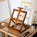 MEEDEN Heavy-Duty Tabletop Studio H-Frame Wooden Easel- Solid Beech Wood Adjustable Artists Desktop Wood Easel Table for Artist, Beginners & Teens- Holds Canvas Art up to 23" High (Walnut) — 8