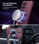 LEKEVO Magnetic for Samsung Galaxy S25 Ultra Case [Compatible with MagSafe][Built-in Camera Lens Protector] Slim Soft Silicone Bumper Shockproof Metallic Luster Phone Shell (Burgundy) — 3