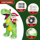 8FT Christmas Inflatables Santa Claus Riding Dinosaur Decorations Outdoor — 4