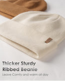 FURTALK Beanie for Men Women Cuffed Thick Knitted Winter Hat Skull Cap - Beige — 2