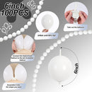 White Link Balloons, 100PCS Linking Balloons with Tail for Making Balloon Wall Arch and Chains, Pearl Quick Balloon for Wedding Birthday Baby Shower Engagement Graduation Party Decorations (6inch) | 6 inch — 2