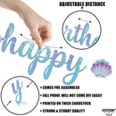 KatchOn Blue Happy Birthday Banner for Mermaid Birthday Decorations | Iridescent Blue — 3